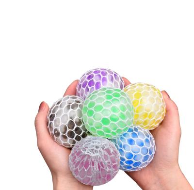 China 2 Mix Color Pearl / Hot SALE 6cm Amazon Mesh Relaxation Custom Logo Ball Squeeze Mesh Grape Ball Squishy Net Ball Squishy Toys For Kids And Adult for sale