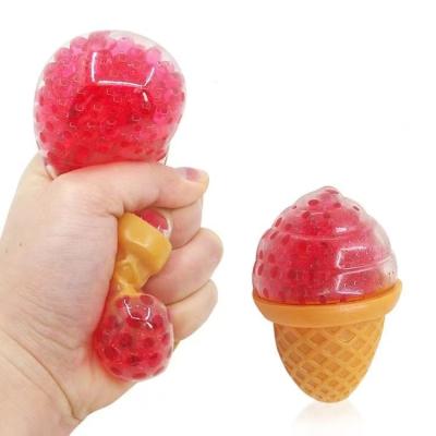 China Mini kawaii fruit food tiktok beads water ice cream squeeze toys anti stress logo relief ball sensory toy decompression toy for sale