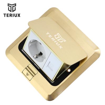 China Residential / General Purpose Wholesale Eu Standard Brass Electric Power Supply 16A Pop Up Floor Outlet Box for sale