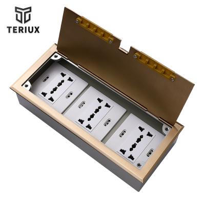 China Three Residential / General Purpose Commercially Customizable Brass Open Floor Outlet Boxes for sale