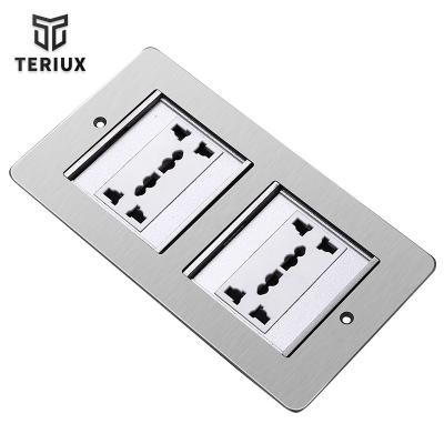 China Industrial Manufacturer Hidden Double Protective Doors Multi Outlet Socket 4 Socket Floor Socket For Office Home Use for sale