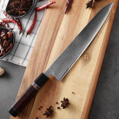 China Viable Chef Knife 9.5 Inch With Stabilized Steel Chef Knives Damascus Wood Handle Kitchen Knife for sale