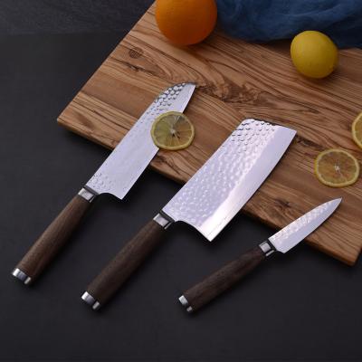 China 3 Pcs Disposable High End Japanese Damascus Kitchen Knife Sets With Walnut Handle for sale