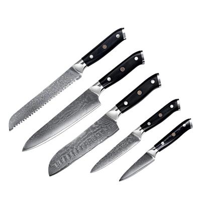 China Japanese Damascus Knife 5pcs Kitchen Steak Knife Set Disposable Custom Handmade Bread Knife Handle Group of Ten for sale