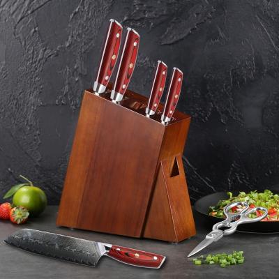 China 7 Pcs Disposable Damascus Steel Knife Set 67 Layers Japanese Cooking VG10 With Wooden Block for sale