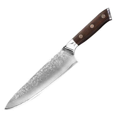 China 8 Inch Disposable Japanese 67 Layers Damascus Rosewood Rivet Flower Handle Steel Chef Knife for sale