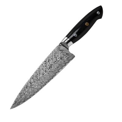 China 8inch 5Cr15Mov Kitchen Chef's Knife With Damascus Fishbone Viable Professional Pattern Laser for sale