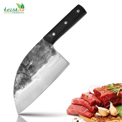 China Knife Set Handmade Forged Serbian Cleaver Chopper Kitchen Chef Knife Carbon Steel Traditional Chinese Forging Kitchen Stainless Steel Butcher for sale