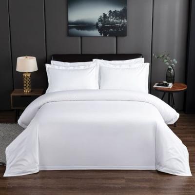 China Custom Size Breathable Hotel Bedding Set White Cotton Bed Sheet for sale