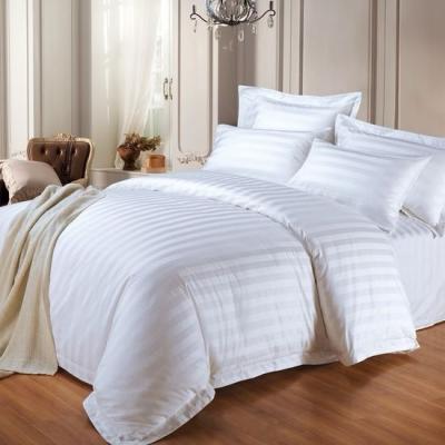 China Hotel Hospital 3cm Stripe 100% Cotton Bed Sheet Bedding Set Comfortable for sale