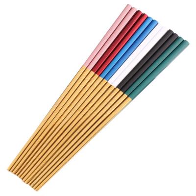 China Custom Logo Reusable Titanium Metal Colorful Korean Viable 18/8 Stainless Steel Chopsticks For Wedding Good Polish Eco-friendly for sale