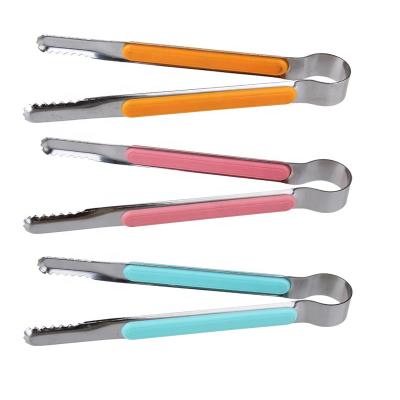 China Sustainable Korean Portion 430 Stainless Steel Food BBQ Tongs in Blue, Orange and Pink Color for sale