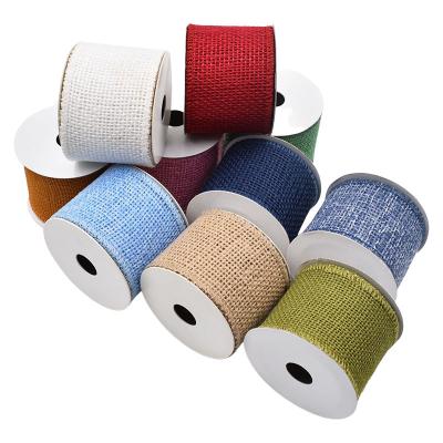 China High Quality 63MM Recyled Plain Jute Wired Edge Christmas Ribbon for sale