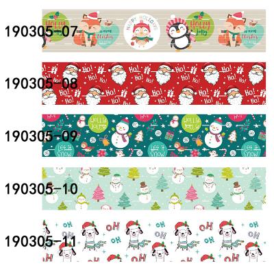 China Simple Holiday Decoration Face Christmas Thermal Transfer 3 Inch Christmas Grosgrain Custom Printed Ribbon for sale