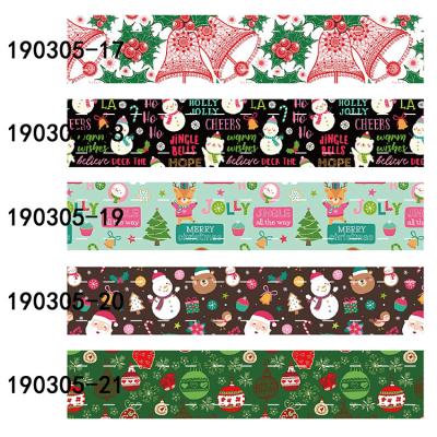 China Single face 75 mm elastic fabric grosgrain Christmas heat transfer printing cheer ribbon for sale