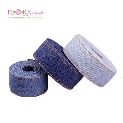 China 2019 new arrival 40mm high tenacity solid stitch denim ribbon jeans fabric for sale