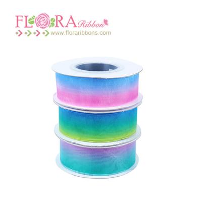 China Sheer Rainbow Organza Party Decoration Party Face Gift Wrapping Ribbon for sale