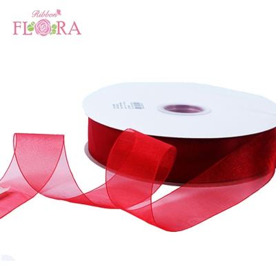 China Good quality wholesale polyester double face sheer organza ribbon for sale