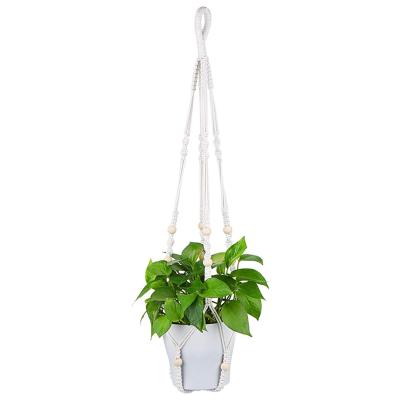 China Best Selling Handmade Indoor Macrame Plant Hanger Unbreakable White Cotton Plant Hangers for sale