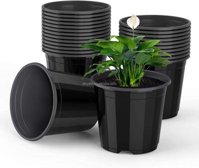 China Plastic Plant Pots With Drainage Holes 6 Inch Nursery Pots, Black Plastic Groove Containers Trays Premium Nursery Pots Pro Nursery Pot (6inch/15cm Diameter) for sale