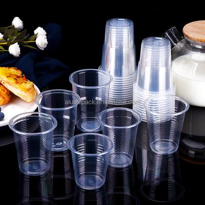 China Disposable Eco Friendly Factory Disposable Cold Drinks Hard Plastic Tea Cups PP Injection Clear Cups with Lids for sale