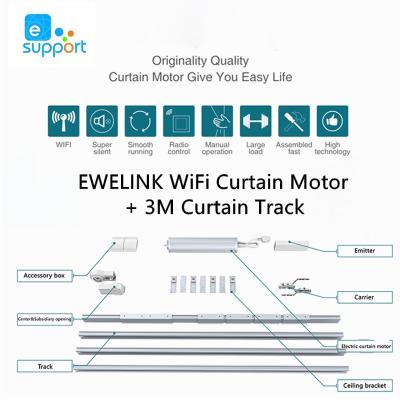 China Universal Ewelink Smart Curtains Wifi Motor With 2.3-3.2M Curtain Rail Ewelink Aluminum Alloy Track Smart Bedroom Curtain Track System for sale