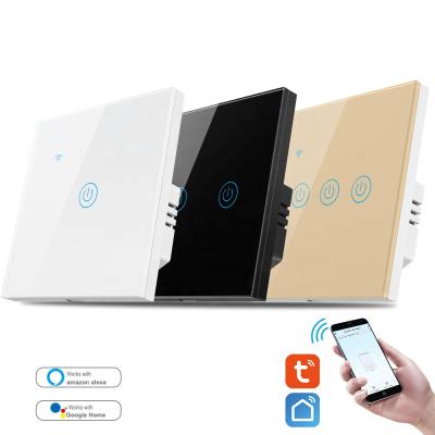 China Tuya Smart ABS EU Band 1/2/3/4 Wifi Touch Wall Lamp Switches Remote With Neutral Wire Alexa Google Home Voice Control for sale