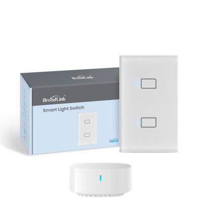 China BroadLink TC3 USA Wifi Lamp Switch 2gang Smart Wi-Fi with Two Way Return No Neutral Line Compatible with Alexa Google Home IFTTT for sale