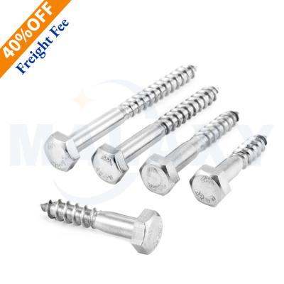 China M6 Din571 Zinc Lag Screw Hex Head Hex Head Wood Self Tapping Screws Pan Zinc Lag Screws High Quality for sale