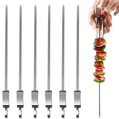 China Excellent Quality Easily Cleaned Stainless Steel 6 Pcs Metal Barbecue Skewers For Kebab for sale