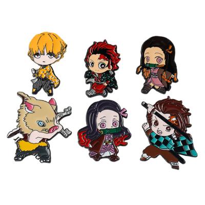 China Display 7 Styles Demon Slayer Kimetsu No Yaiba Cartoon Brooch Pins Anime Badges Ally Pin Cartoon Badge for sale