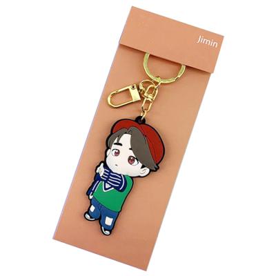 China Custom Goods Bangtan Boys Keychains China Supplier Soft Silicone PVC Tinytan Kpop Key Chain for sale