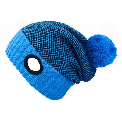 China Wholesale Skully Golf Hat Adult COMMON Cute Rib Polyester Fashion Winter Knit Pompom Knitted Beanie Hat With Pom For Female for sale