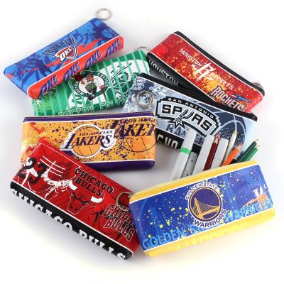 China Cheap Sports And Games In Running Fans Gifts Lakers Soft PU Printed Pencil Bag Pencil Pouch For Basketball Team Fans for sale