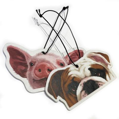 China Hot Sales Eco-friendly Car Air Freshener Hanging Anime Car Air Freshener Luxury Blanks, Printing Logo Custom Paper Car Air Freshener Bulldog for sale