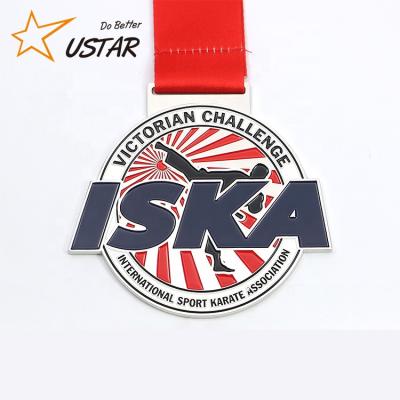 China Europe China Manufacturer Custom Wholesale Metal Sports Running Enamel Gold Running Award Medal With Ribbon for sale