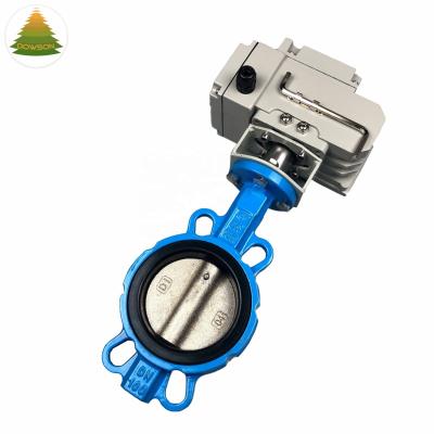 China 12v 24v 110v 220v Industrial Stainless Steel Plate Motorized Electric Power Butterfly Valve for sale