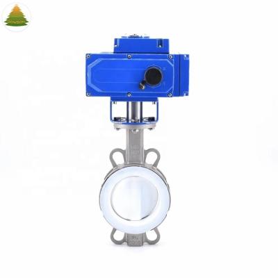 China Industrial Keystone PN10/PN16 Stainless Steel Soft Rubber Butterfly Valve Electric Wafer Butterfly Valve for sale