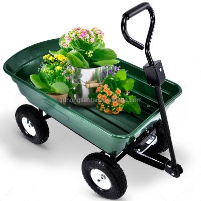 China Safe and Eco-friendly Heavy Duty Plastic Cart to Tray Garden Yard Dump Cart for sale