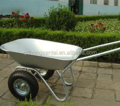 China Costruction wheelbarrow galvanized tray Russian and Ukraine market with two wheel wheelbarrow wb6211 for sale