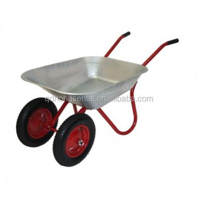 China Costruction wheelbarrow galvanized tray Russian and Ukraine market with two wheel wheelbarrow wb6204s for sale