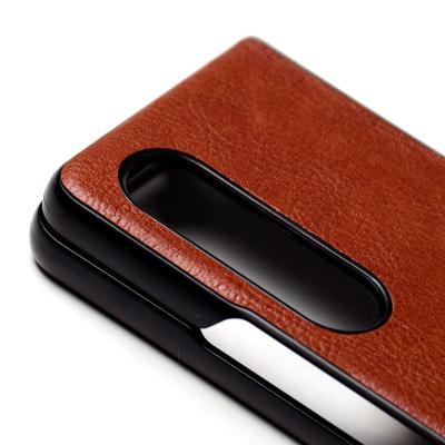 China Shockproof For Samsung Z Fold 3 Case Luxury PU Leather Case For Galaxy Z Fold PC 3 Tough Cell Phone Hulls Fold4 Leather Case Covers for sale