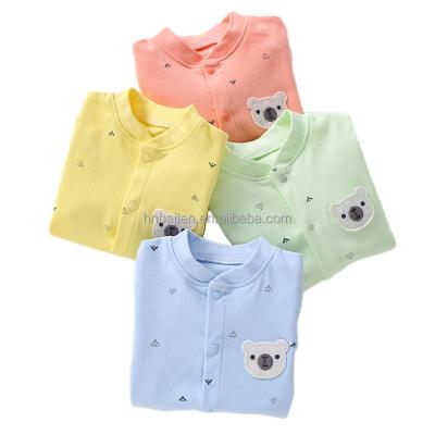 China 2022 New Long Sleeve Baby Rompers Anti-Shrink 100% Cotton Newborn Baby Clothes Romper With Button Support OEM and ODM for sale