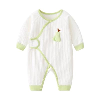 China China Brand OEM Anti-Shrink Backing In Stock Infant Baby Button Ribbed Romper Color Farm Boy Baby Rompers Clothes for sale