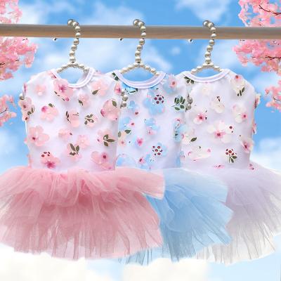 China Dog Summer Clothes Soft Sustainable Pet Peach Blossom High Quality Clothes For Dog In Summer for sale