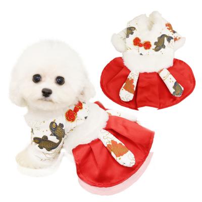 China Winter Holiday Party New Year ropa de perro Koi Skirt Dog Dress Pet Clothes Dog Viable Christmas Dress for sale