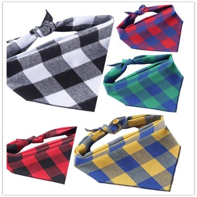 China Viable Washable Pet Bandanas Adjustable Plaid Triangle Pet Dog Scarf Adjustable Custom Bandana for sale