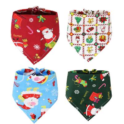 China Wholesale Custom Christmas Printed Dog Bandanas Cotton Pet Accessories Viable Soft Triangular Dog Bandana for sale