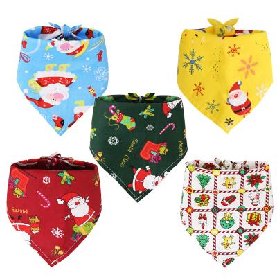 China Christmas Viable Design Custom Printed Cotton Bandana Triangle Shape Pet Scarf Dog Headwear Christmas Bandanas for sale