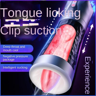 China Wholesale Full Automatic Male Masturbation Device Adult Sex Toys Cut Tongue Sucking Licking Vibration Aircraft Bottle for sale